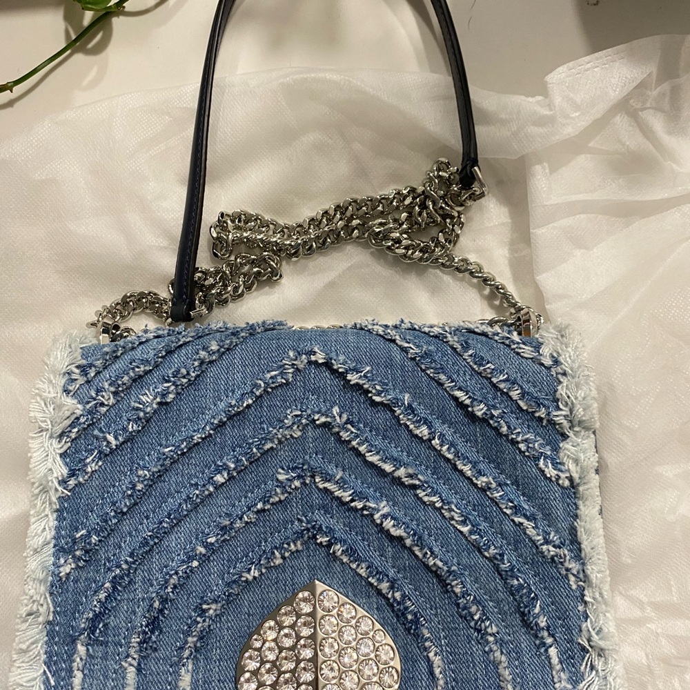 Kate Spade Amelia Jeweled Blue Denim Crossbody Bag with Chain Strap. NWOT - Picture 8 of 9